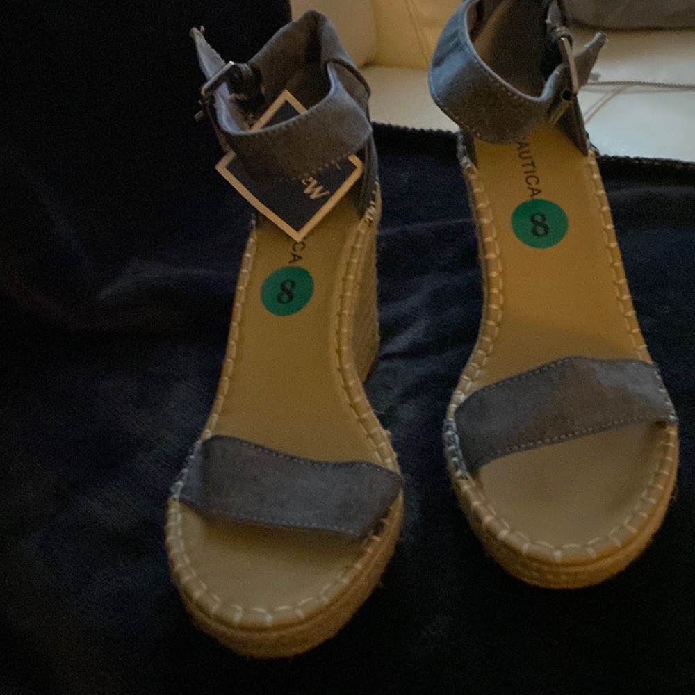 Nautical denim wedges